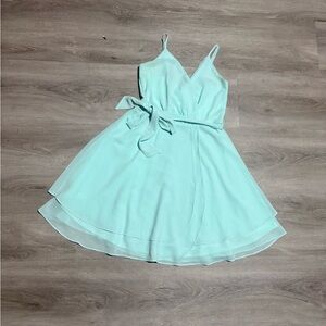 Papaya Mint Green Wrap Mini Dress